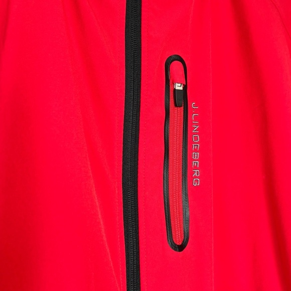 J. Lindeberg Red Black Gray Full Zip Lightweigh Soft Shell Stretch Jacket Sz XL - Picture 3 of 12
